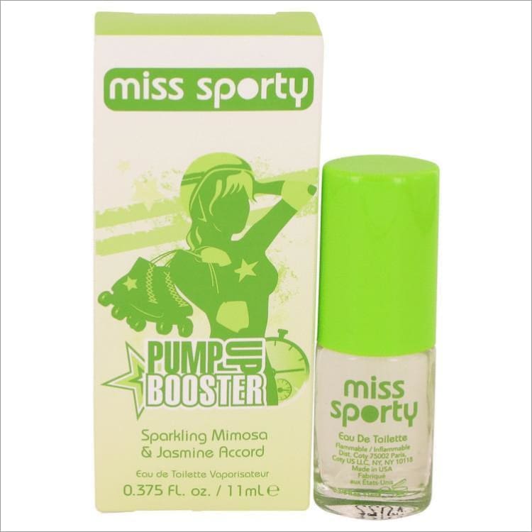 Miss Sporty Pump Up Booster by Coty Sparkling Mimosa &amp; Jasmine Accord Eau De Toilette Spray .375 oz for Women - PERFUME