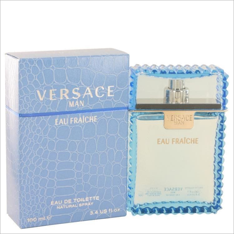 Versace Man by Versace Eau Fraiche Eau De Toilette Spray (Blue) 3.4 oz for Men - COLOGNE