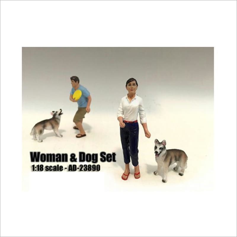 Woman and Dog 2 Piece Figure Set For 1:18 Scale Models by American Diorama - Accessories