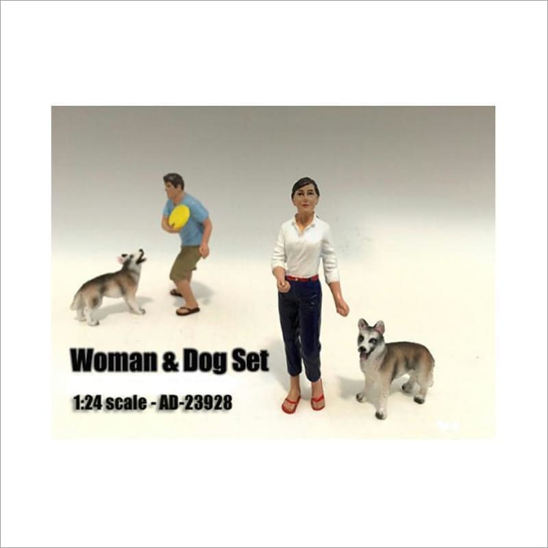 Woman and Dog 2 Piece Figure Set For 1:24 Scale Models by American Diorama - Accessories